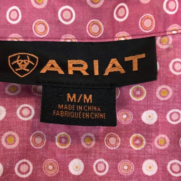 Ariat Western Inspired Pink Button Down Shirt With Snaps Size M - Picture 8 of 9